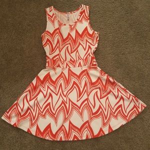 Orange multi-print stretchy dress from Henri Girl
